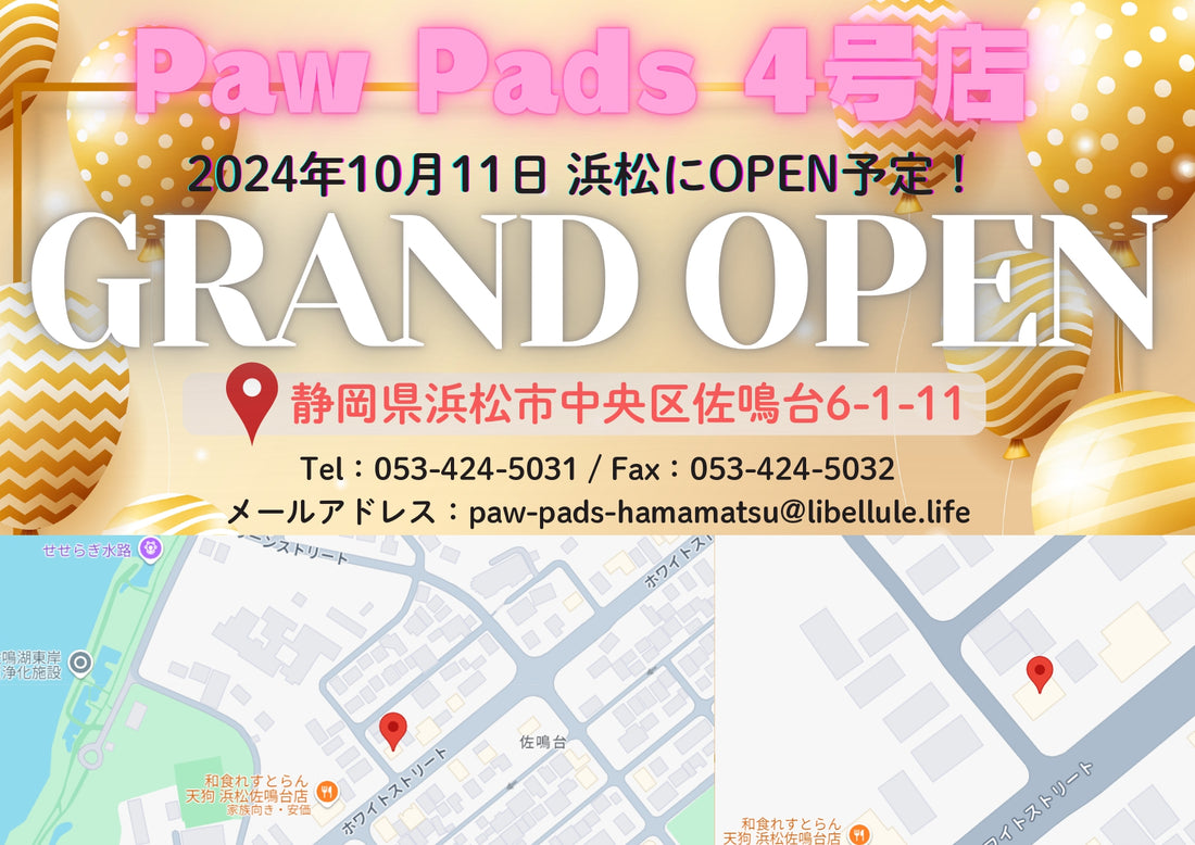 Paw Pads浜松OPENのお知らせ