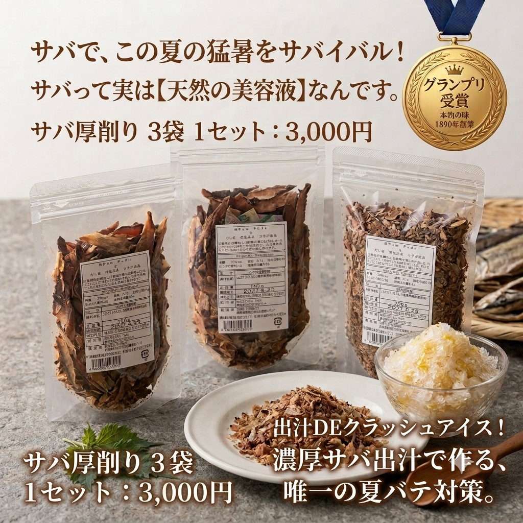 【サバイバルフェア本命】サバ厚削り１００ｇ３袋セット
